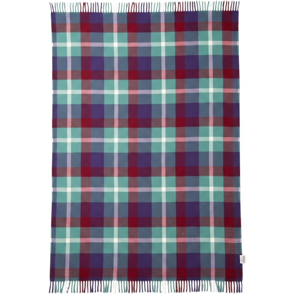 Vintage Faribo Blanket Plaid Throw Faribault Woolen Mill Acrylic Fringe USA